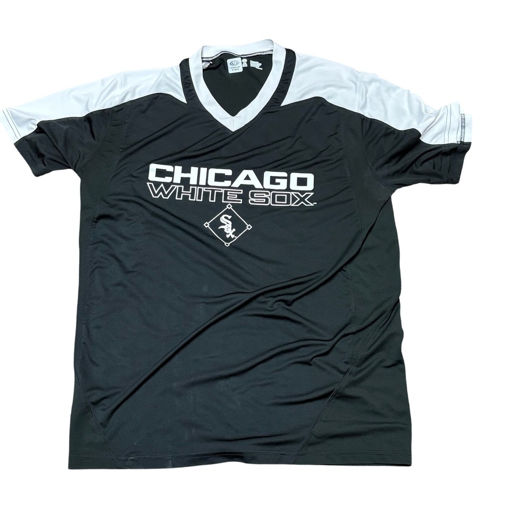 Chicago White Sox V-Neck Performance T-Shirt‎ Black White Men's Large